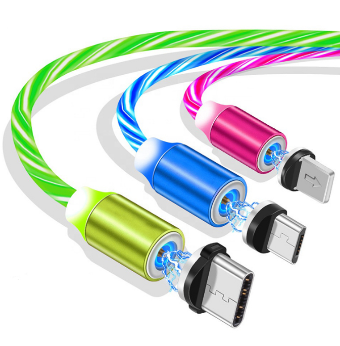 3 в 1 струящийся светодиодный USB-кабель для зарядки