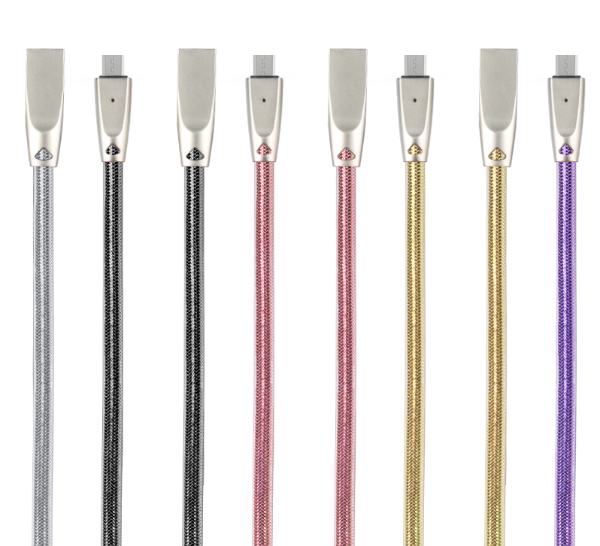 USB-кабель с металлическим цинковым наконечником и светодиодной подсветкой